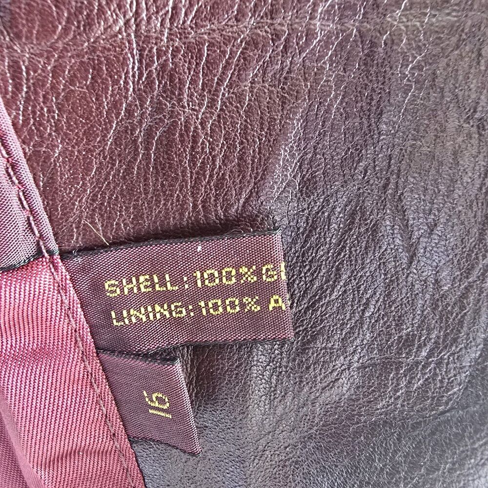 Vintage Etienne Aigner Womens Ladies Ox Blood Leather Jacket Sz 16 Lined Logo - Picture 8 of 10